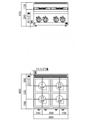 CUCINA A GAS 4 FUOCHI DA BANCO MEDIA POTENZA - 19 KW - cm 60x60x29h