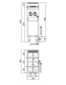 CUCINA A GAS 2 FUOCHI SU VANO MEDIA POTENZA - 9,5 KW - CM 30x60x90H