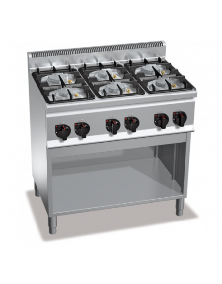 CUCINA A GAS 6 FUOCHI SU VANO - POTENZA TOTALE 28,5 KW - CM 90x60x90H