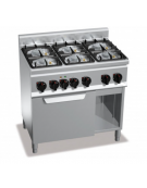 CUCINA A GAS 6 FUOCHI SU FORNO ELETTRICO A CONVEZIONE GN 1/1 - POTENZA TOTALE 28,5 KW - CM 90X60X90H