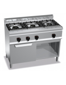 CUCINA A GAS 3 FUOCHI  IN LINEA SU FORNO A GAS 1/1 - POTENZA TOTALE 34,5 KW - CM 120x60x85H