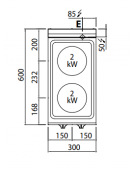 CUCINA ELETTRICA 2 PIASTRE TONDE DA BANCO - POTENZA TOTALE 4 KW - CM 30x60x29H - POTENZA KW 4 TRIFASE