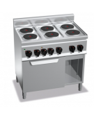 CUCINA ELETTRICA 6 PIASTRE TONDE + FORNO ELETTRICO 1/1 CON VANO - POTENZA TOTALE 15 KW - CM 90x60x90h