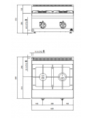 Cucina a gas da appoggio 2 fuochi da 18 Kw