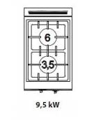 Cucina a gas da appoggio 2 fuochi da 9,5 Kw