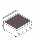 Cucina elettrica in vetroceramica da banco trifase-8,6kw, 4 zone di cottura - cm 70x65x28h