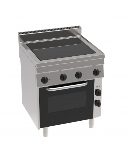 Cucina elettrica  in vetroceramica trifase-11,1kw, 4 zone di cottura, forno elettrico ventilato - cm 70x65x85h