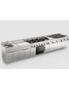 Griglia gas a pietra lavica da banco, con griglia inox a "V" dim. cm 30x48 - dim tot. cm 35x65x28h