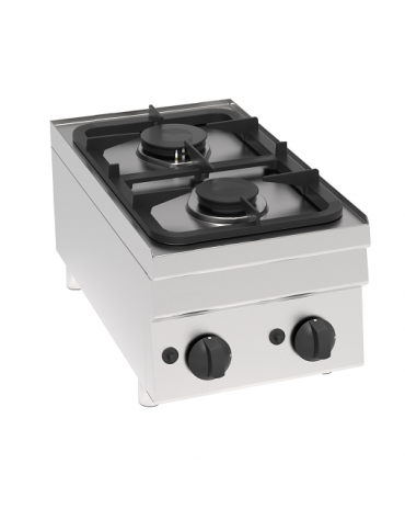 Cucina a gas 2 fuochi da banco, potenza fuochi aperti 1x3kw + 1x3,6kw - cm 35x60x30h