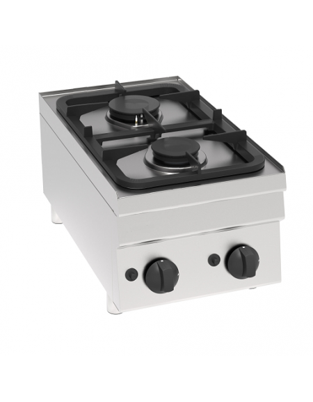 Cucina a gas 2 fuochi da banco, potenza fuochi aperti 1x3kw + 1x3,6kw - cm 35x60x30h