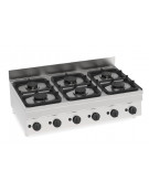 Cucina a gas 6 fuochi da banco, potenza fuochi aperti 3x3kw + 3x3,6kw - cm 105x60x30h