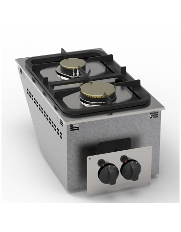 Cucina a gas, da incasso, 2 fuochi con potenza max 1x3,3 kw + 1x5,2 kw - cm 35x60x10h