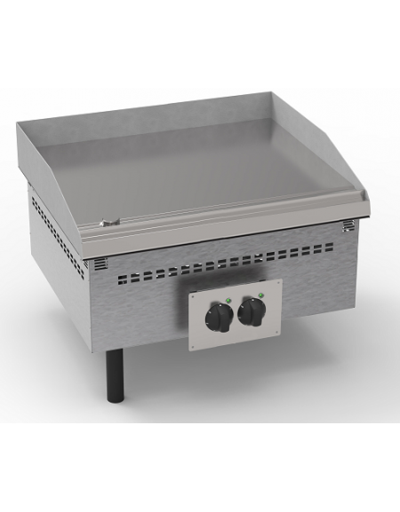 Fry top elettrico da incasso, piastra liscia, range temp. 50÷320 °C - sup. di cottura cm 69,6x56,4  - dim. 70x60x26,6h