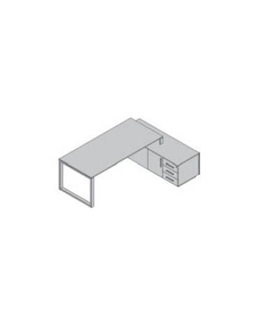 Scrivania ufficio direzionale - gamba chiusa con servente - cm 206x168x72h