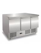 Banco Saladette in acciaio Inox AISI 304 ventilato  - 3 porte - capacità 368 Lt. - temp. -2° +8°C - GN 1/1 - mm 1365x700x850h