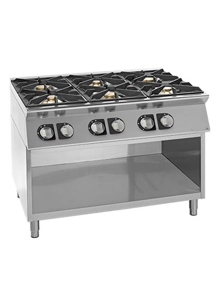 Cucina inox professionale 6 Fuochi a gas MEDIA POTENZA