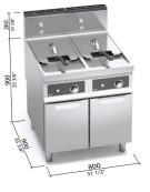 Friggitrice a gas 2 Vasche lt. 20+20 - Comandi elettronici - cm 80x90x90h