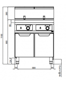 Friggitrice a gas 2 Vasche lt. 20+20 - Comandi elettronici - cm 80x90x90h