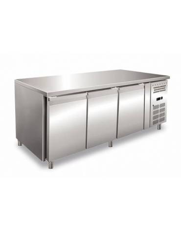 Tavolo refrigerato in acciaio Inox AISI 304 ventilato  - 3 porte - 386 Lt. - temp. -10°-20°C - GN 1/1 - mm 1795x700x860h