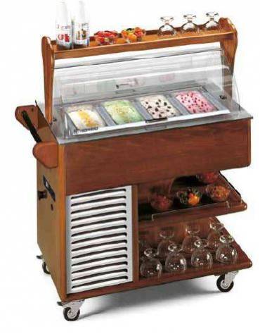 Carrello Espositore Legno massello per Gelato CM Temperatura -12/-14 °C mm 1027x575x1210h