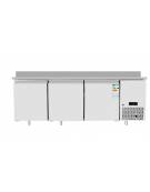 Tavolo refrigerato in acciaio inox con alzatina - 3 porte - temp. -2° +8°C - - mm 1510×800×840h