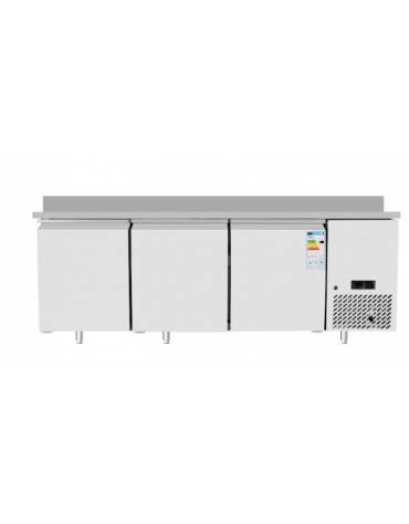 Tavolo refrigerato in acciaio inox con alzatina - 3 porte - temp. -2° +8°C - - mm 1510×800×840h