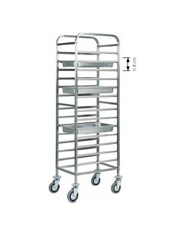 Carrello portateglie inox - Portata  14 teglie GN 1/1 cm 45x66x182 h