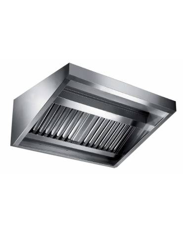 Cappa professionale a parete snack inox con filtri a labirinto per cucine professionali cm 100x70x45h