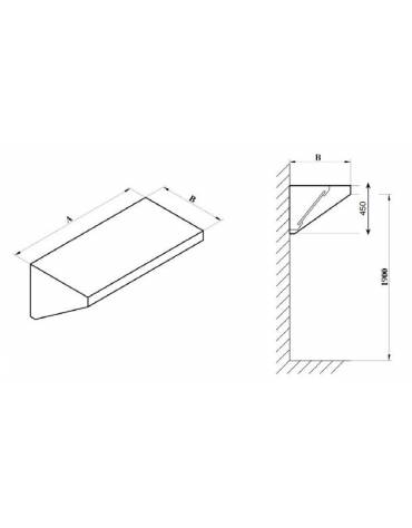 Cappa professionale a parete snack inox con filtri a labirinto per cucine professionali cm 100x70x45h