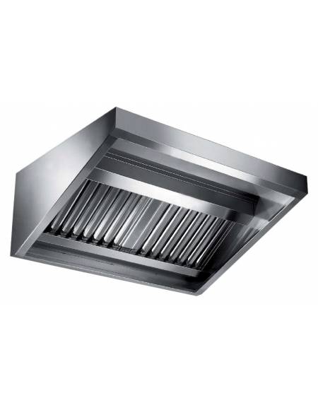 Cappa professionale a parete snack inox AISI 304 con filtri a labirinto per cucine professionali - SENZA MOTORE-cm 120x70x45h