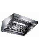 Cappa professionale a parete snack inox AISI 304 con filtri a labirinto per cucine professionali - SENZA MOTORE-cm 220x70x45h