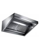 Cappa professionale a parete snack inox AISI 304 con filtri a labirinto per cucine professionali - SENZA MOTORE-cm 180x110x45h