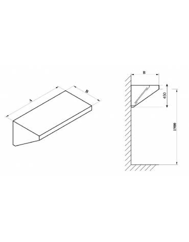 Cappa professionale a parete snack inox AISI 304 con filtri a labirinto per cucine professionali - SENZA MOTORE-cm 180x110x45h