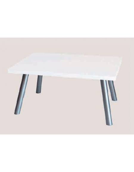 Tavolino attesa con piano bianco in legno melaminico spessore 25 mm e struttura in plastica - cm 70x50x35h