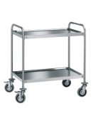 Carrello di servizio con 2 ripiani saldati - inox 18/10, tubo tondo - cm 109x59x90h - Portata kg 140