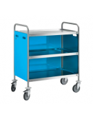 Carrello di servizio inox 18/10 con 2 ripiani saldati e pannellature 3 lati removibili in AISI430 colore a scelta - cm 89x59x90h