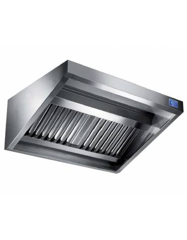 Cappa professionale a parete snack inox AISI 304 con motore, regolatore digitale, lampada e filtri a labirinto - cm 100x70x60h