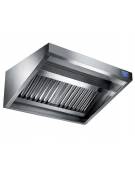 Cappa professionale a parete snack inox AISI 304 con motore, regolatore digitale, lampada e filtri a labirinto - cm 220x70x60h