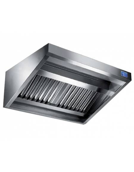 Cappa professionale a parete snack inox AISI 304 con motore, regolatore digitale, lampada e filtri a labirinto - cm 240x70x60h