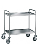 Carrello di servizio con 3 ripiani saldati - inox 18/10, tubo tondo - cm 109x59x90h - Portata kg 150