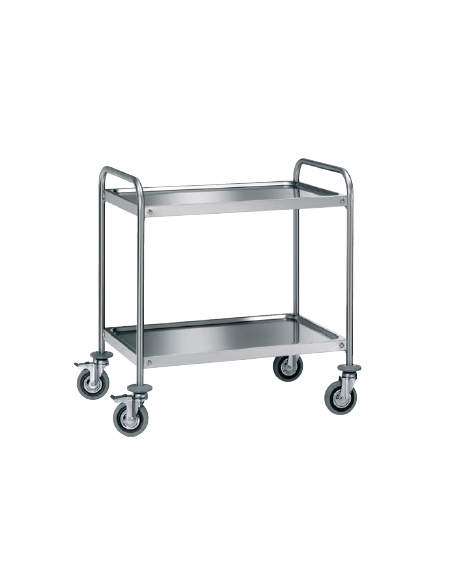 Carrello di servizio con 3 ripiani saldati - inox 18/10, tubo tondo - cm 109x59x90h - Portata kg 150