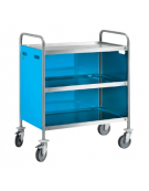 Carrello di servizio inox 18/10 con 3 ripiani saldati e pannellature 3 lati removibili in AISI430 colore a scelta - cm 89x59x90h