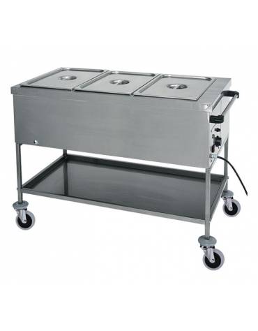 Carrello termico in acciaio inox con resistenza a secco 3x1/1 GN (senza acqua) cm 117x65x85h