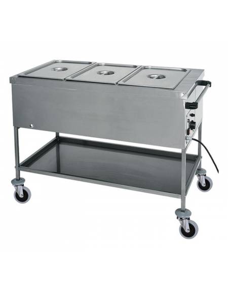 Carrello termico in acciaio inox con resistenza a secco 2x1/1 GN (senza acqua) cm 84x65x85h