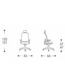 Poltrona direzionale braccioli regolabili - schienale a rete con supporto lombare cm 56x66x121/132h