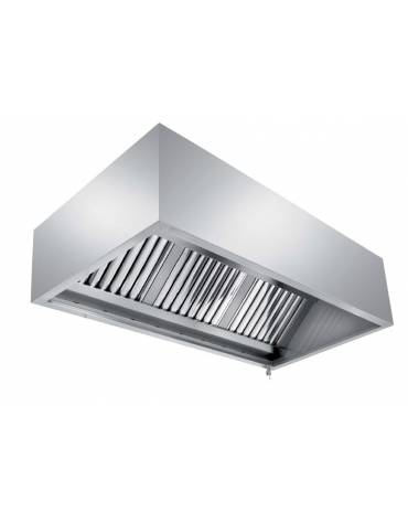 Cappa professionale a parete cubica  inox AISI 304 con filtri a labirinto per cucine professionali SENZA MOTORE - cm 100x90x45h