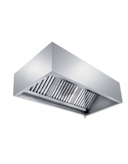 Cappa professionale a parete cubica inox AISI 304 con filtri a labirinto per cucine professionali SENZA MOTORE - cm 300x90x45h