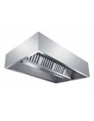 Cappa professionale centrale cubica inox AISI 304 con filtri a labirinto per cucine professionali SENZA MOTORE - cm 360x220x45h