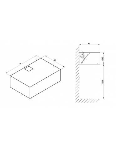 Cappa professionale a parete cubica inox AISI 304 con filtri a labirinto per cucine professionali CON MOTORE - cm 120x90x60h