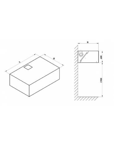 Cappa professionale centrale cubica inox AISI 304 con filtri a labirinto per cucine professionali CON MOTORE - cm 220X90X60